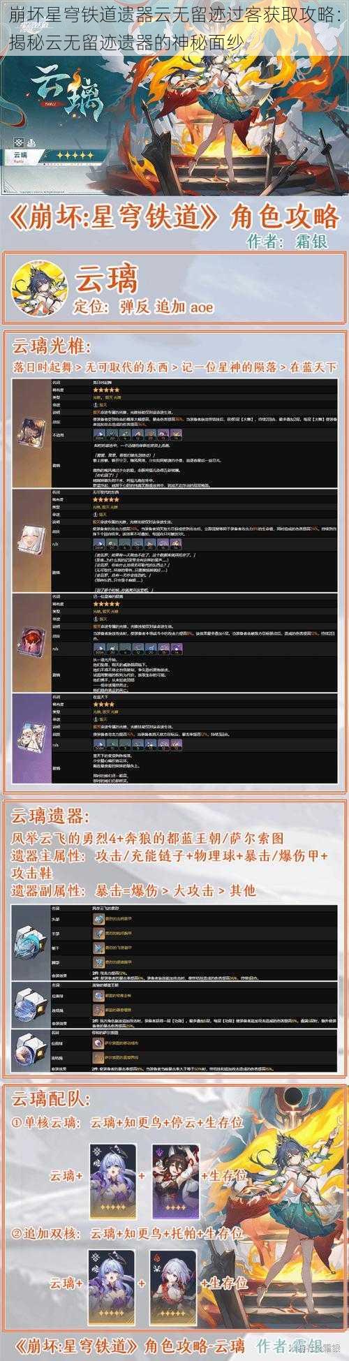 崩坏星穹铁道遗器云无留迹过客获取攻略：揭秘云无留迹遗器的神秘面纱