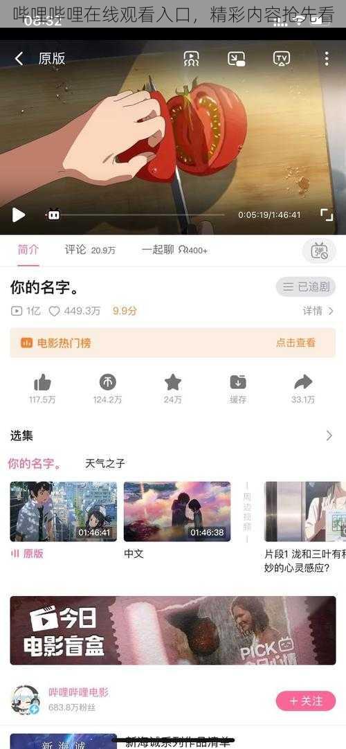 哔哩哔哩在线观看入口，精彩内容抢先看